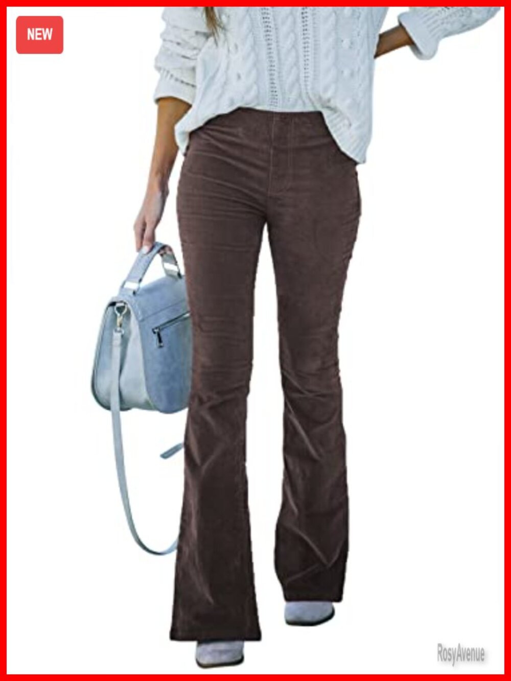 Sidefeel Flare Corduroy Pants Elastic Waist Bell Bottom Trousers